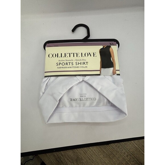 Womens Golf & Tennis Quick Dry Sleeveless V-Neck Polo Shirt White COLLETTE LOVE - Picture 2 of 4